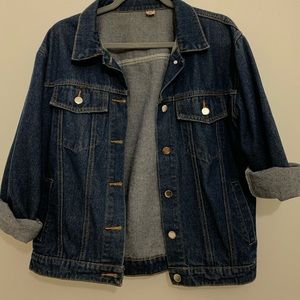 dark blue oversized denim jacket